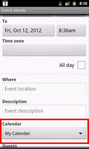 Android 2.x stock calendar